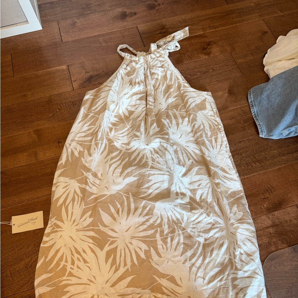 GAP Tan and White Halter Dress